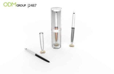 Metal pen with a crystal and pen holder 2487