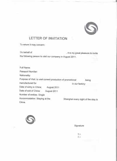 Getting A China Visa Invitation Letter for QC on Promo Gifts