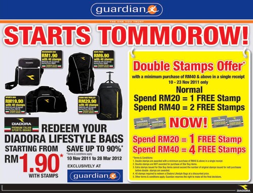 Guardian PWP Gift: Diadora Promo Bags
