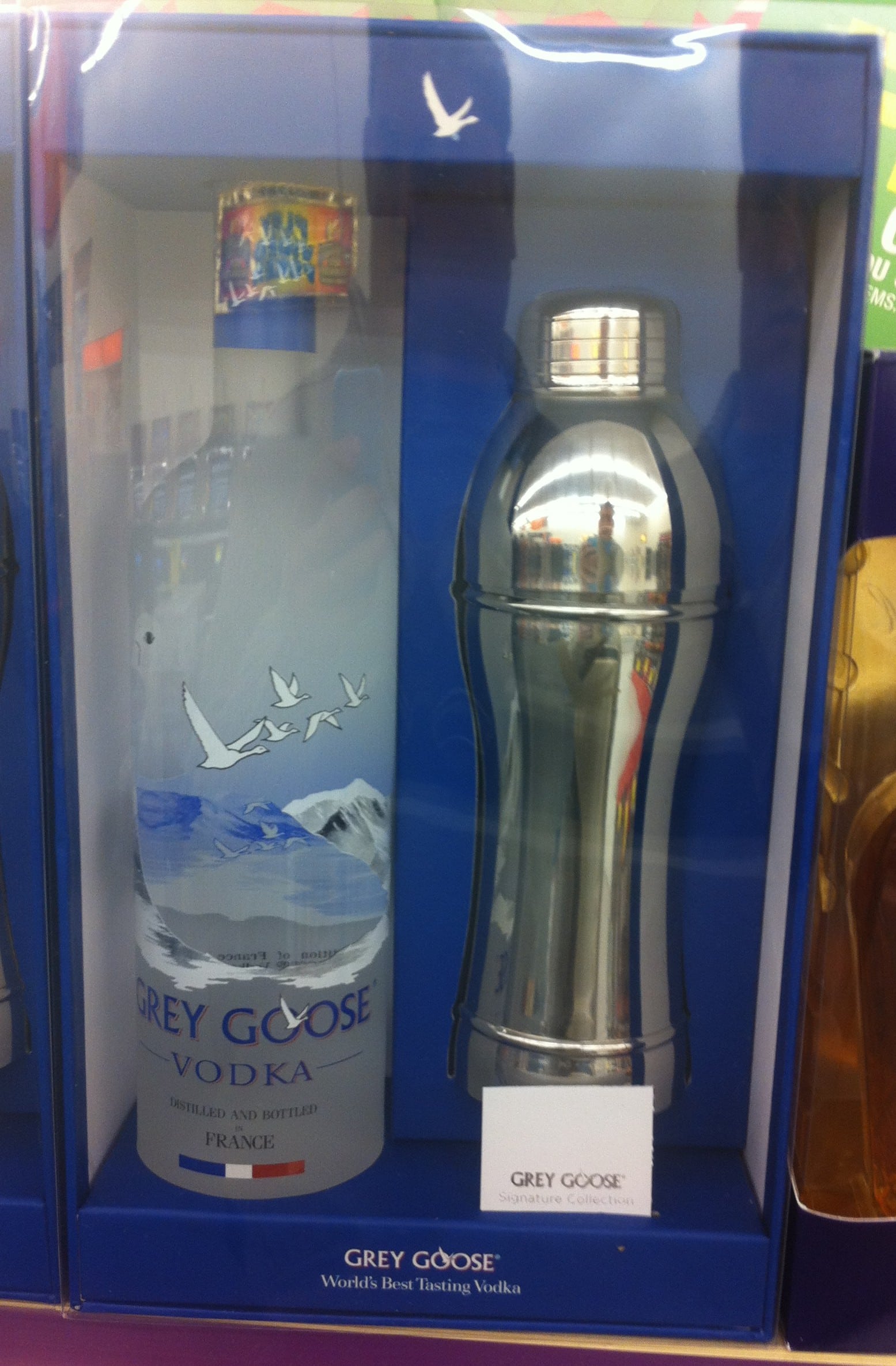 GREY GOOSE Grey Goose Vodka Cocktail Shaker Frosted Glass And Stainless 10" Advertising 