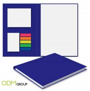 Blue Marketing Notebook with Stickers