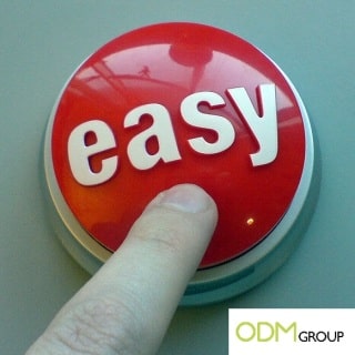 Customisable easy button makes for a novelty promo item