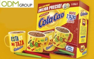 Promotional colouring cup by Cola Cao used as for dairy promos