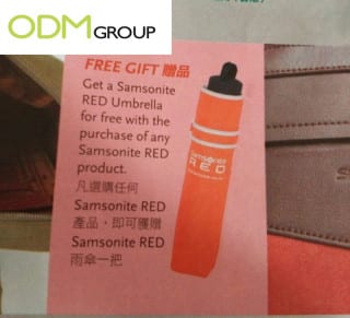 Samsonite Offering Red Gift With Purchase Umbrella