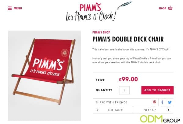 Great promotional ideas from Pimm's: branded deck chair