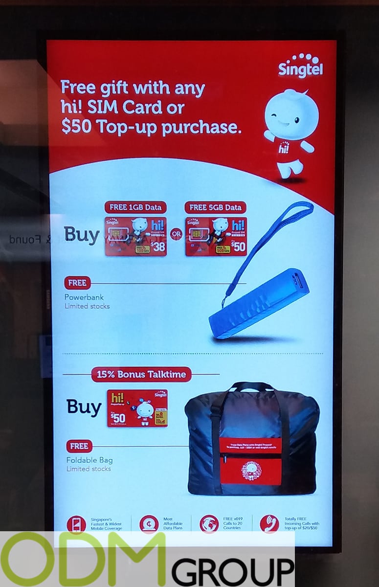 Promotional gifts for travelers from SingTel