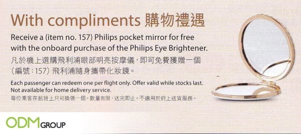 Cosmetic Promotional Gift: GWP Mirror Boosts In-Flight Sales