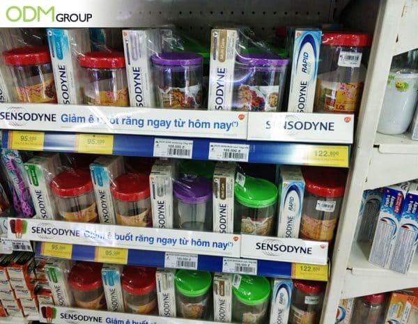 Promotional Plastic Container as On-Pack Offer by Sensodyne - Simple Yet Effective
