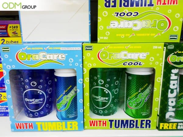 OraCare Shows Benefits of Logo Plastic Tumbler As On Pack Gift