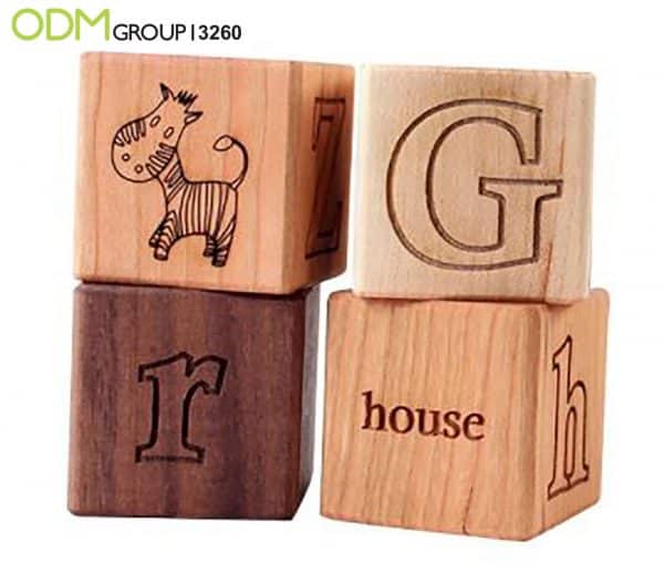 wooden spelling building blocks