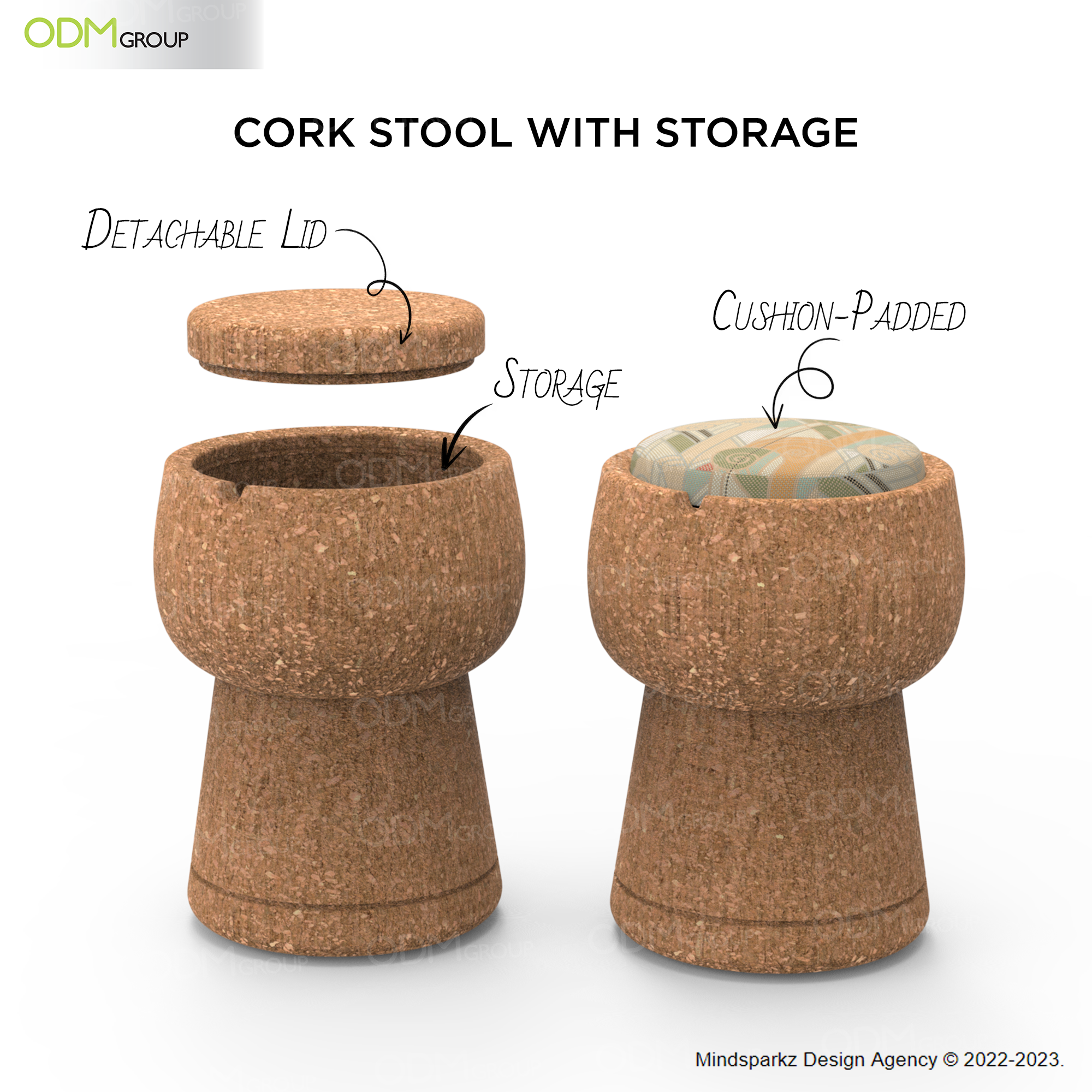 Cork stool with storage