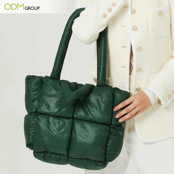 Dark Green Custom Puffer Tote Bag