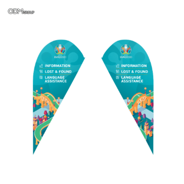 Custom Euro 2024 teardrop flags with branded information