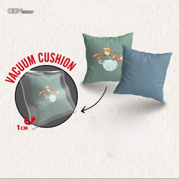 Vacuum packed cushion in compact and expanded form