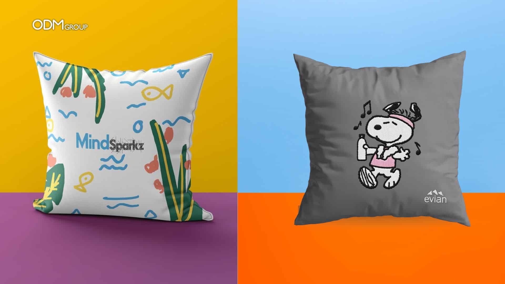 Creative custom cushion designed with Mindsparkz and Evian designs
