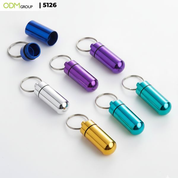 metal pill case keyring