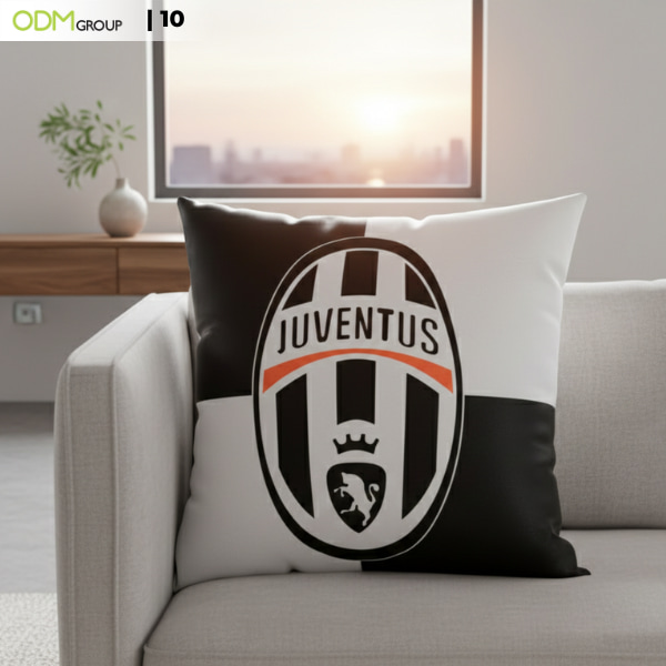 square pillow with logo