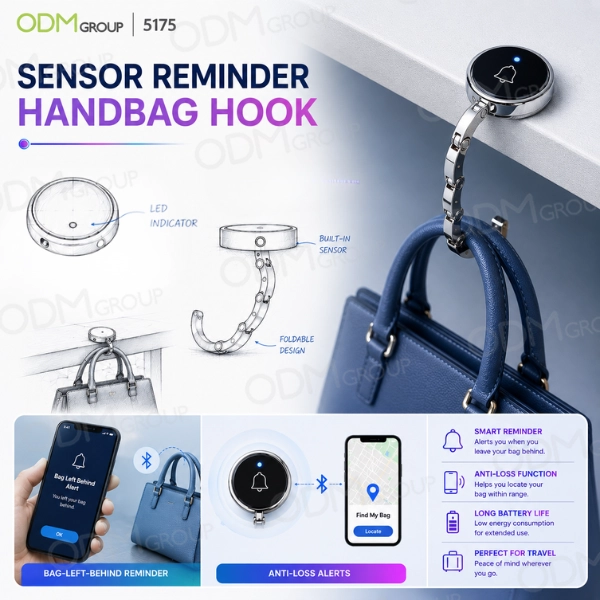 Reminder sensor handbag hooks Reminder sensor handbag hooks