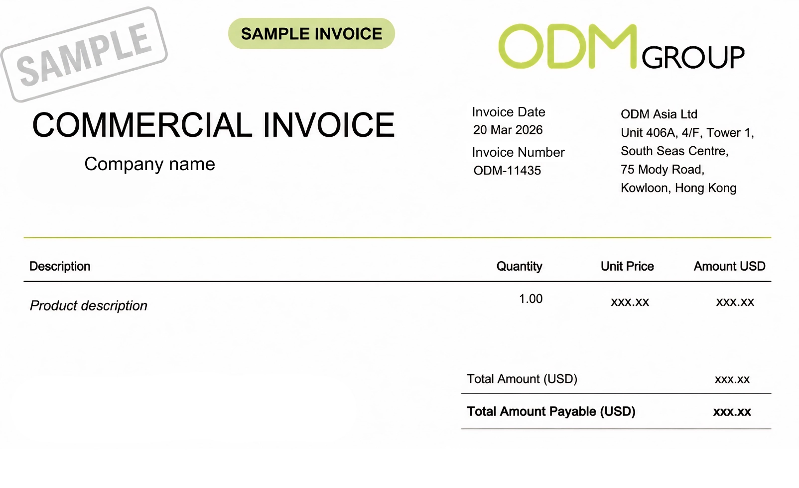 sample invoice