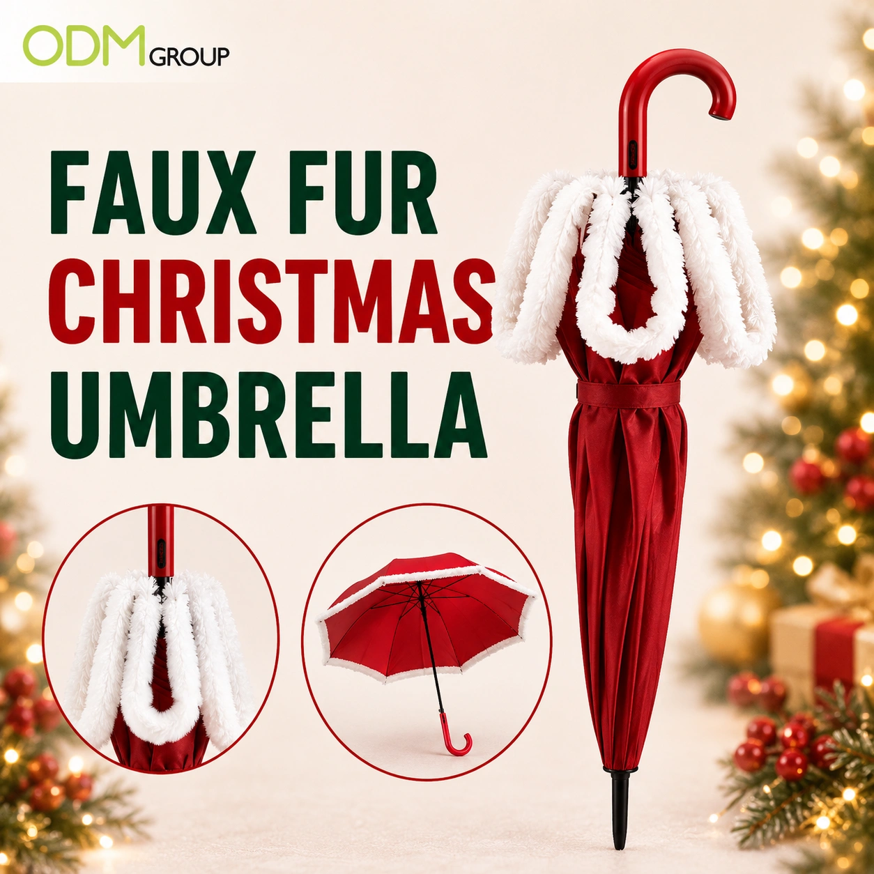 Faux Fur Christmas Umbrella 2